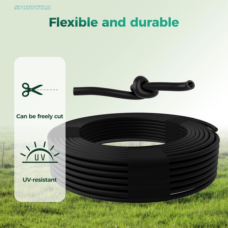SPONDWILD 25 Ft 1/4 Inch Blank Distribution Tubing - UV Protected Flexible Black Drip Hose, Universal for Garden, Potted Plants & Veggie Beds, Fits Standard Drip Components - Image 5